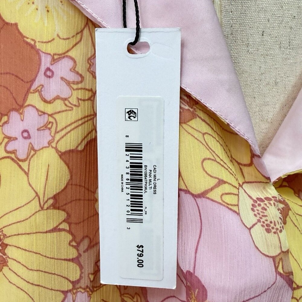 Steve Madden Cadi Floral Long Sleeve Mini Dress Size Large Multicolor NWT - Picture 8 of 11